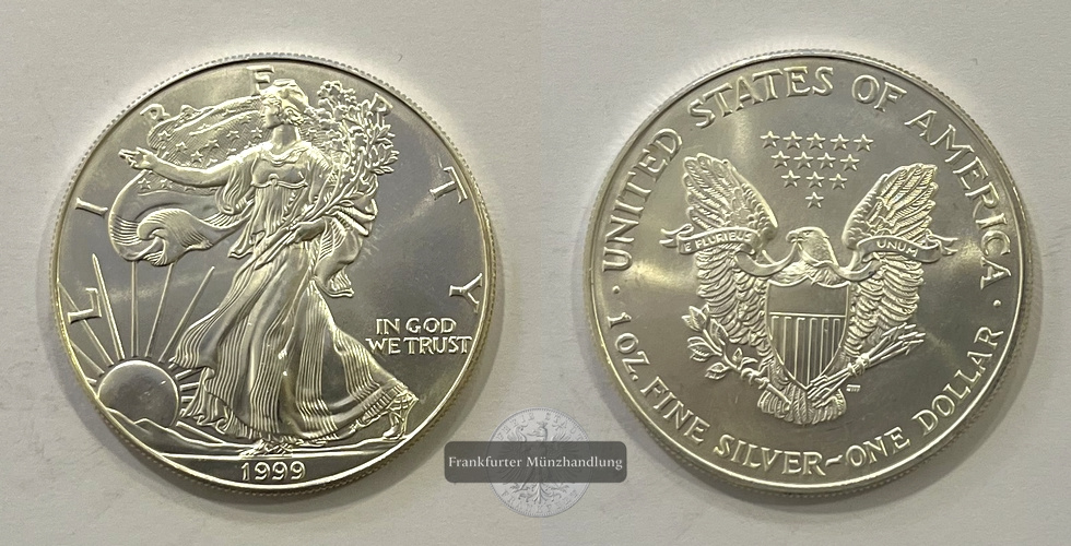  USA 1 Dollar 1999 (1986-2021) Walking Liberty FM-Frankfurt KM#273 Feinsilber: 31,1g   