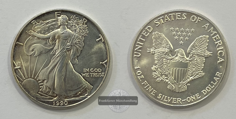  USA 1 Dollar 1990 (1986-2021) Walking Liberty FM-Frankfurt KM#273 Feinsilber: 31,1g   