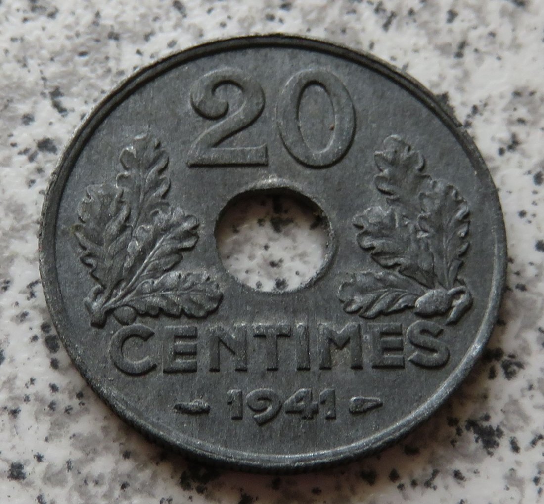  Frankreich 20 Centimes 1941, KM 900.1, besser   