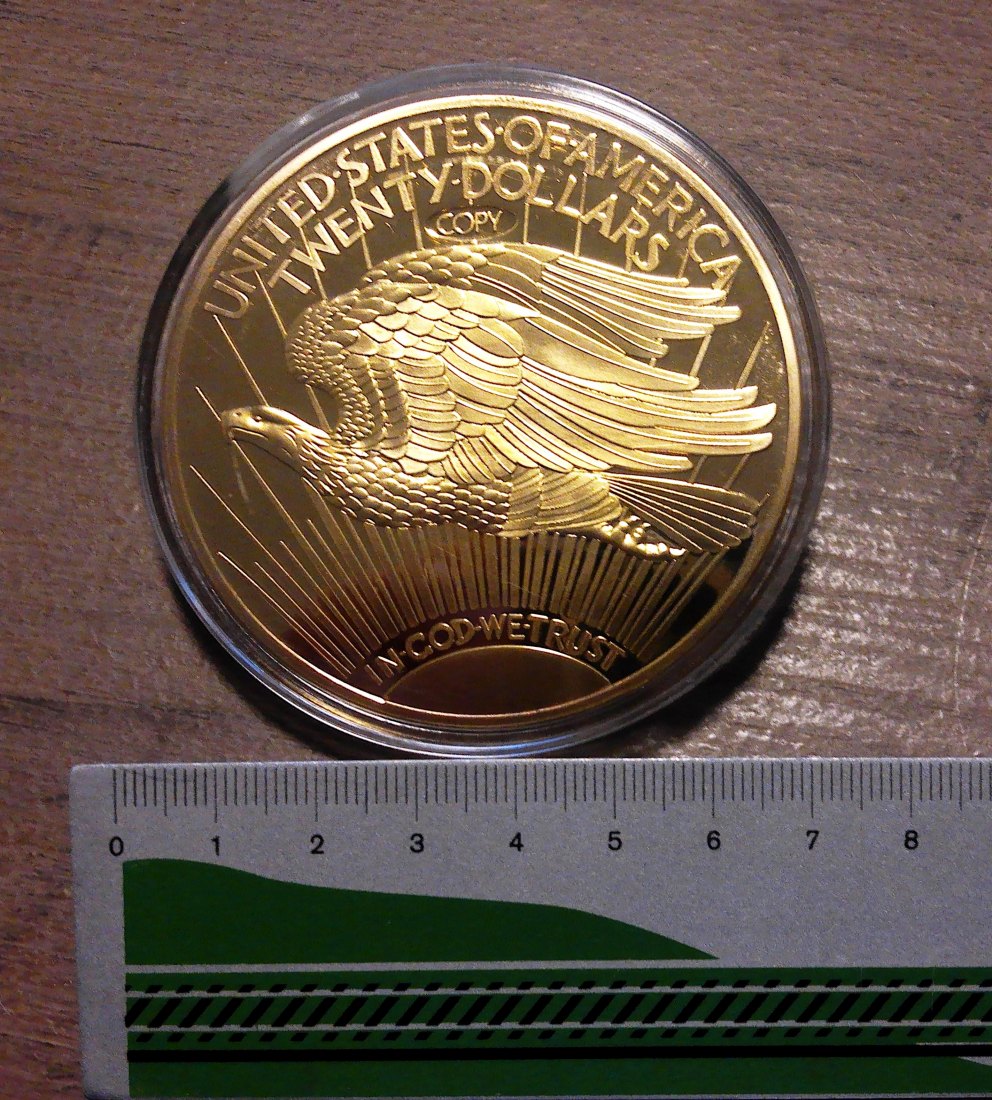  XXL 70 mm - Giganten Medaille USA 20$ Gold Eagle Liberty von 1933 !!   