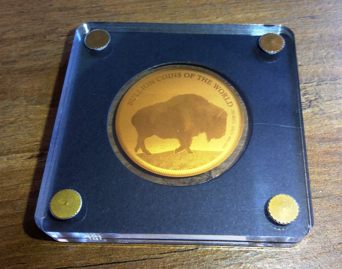 American Buffalo 1/200 Unze Oz Goldmünze 5000 Francs aus 999 Feingold 40 mm Groß !!
