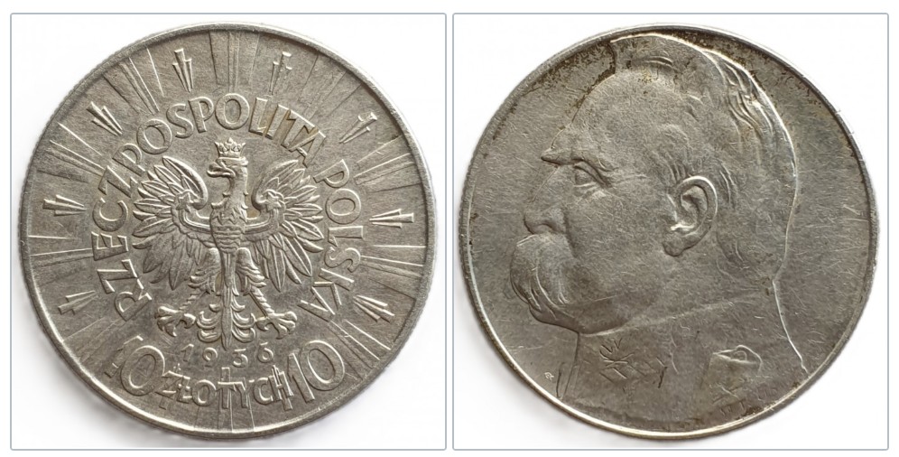  Polen 10 Zloty Złotych, 1936 Silber Münze 16,5 g fein ERHALTUNG   