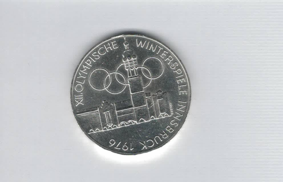  100 Schilling 1976 Winterolympiade Innsbruck Stadtturm Wien 15,36g fein silber Österreich (01914/5)   