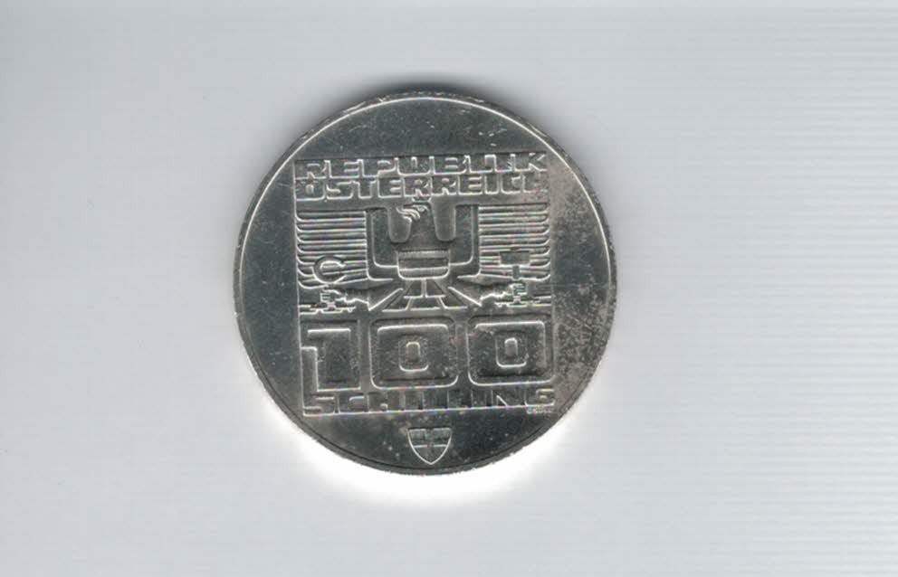  100 Schilling 1976 Winterolympiade Innsbruck Stadtturm Wien 15,36g fein silber Österreich (01914/5)   