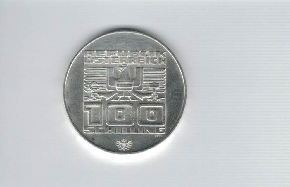  100 Schilling 1976 Winterolympiade Innsbruck Stadtturm Hall 15,36g fein silber Österreich (01914/6)   