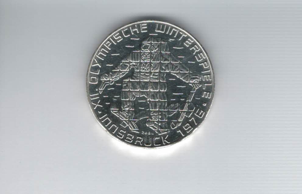  100 Schilling 1976 Winterolympiade Innsbruck Abfahrtsläufer Hall 15,36 Fein Ag Österreich (01914/8)   
