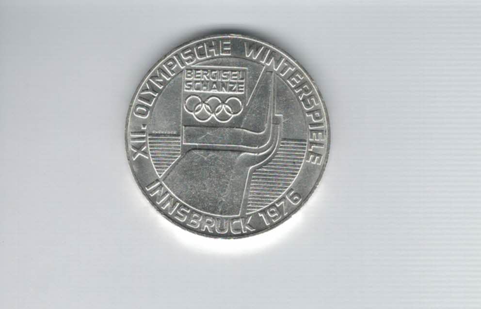  100 Schilling 1976 Berg Isel Schanze Innsbruck Wien Olymp. 15,36g fein Ag Österreich2.Rep (01914/9)   