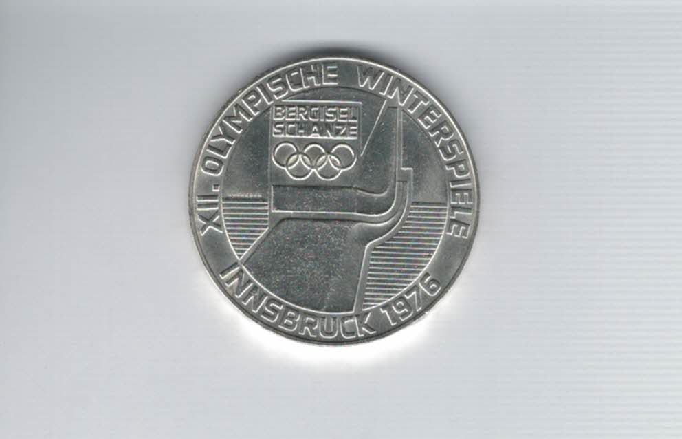  100 Schilling 1976 Berg Isel Schanze Innsbruck Hall Winterspiele Ag 15,36g fein Österreich (01914/10   