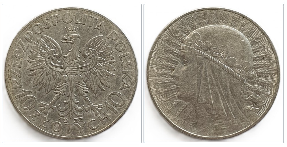  Polen 10 Zloty Złotych, 1933 Silber Münze 16,5 g fein ERHALTUNG   
