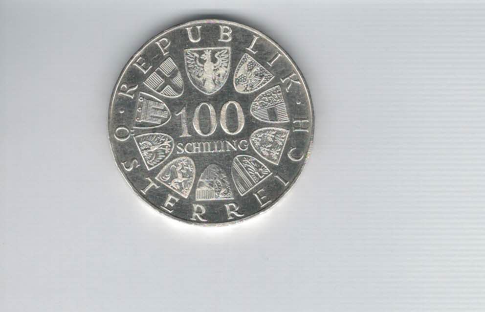  100 Schilling 1977 Stift Kremsmünster 1200 Jahre Tassilokelch Ag 15,36g fein Österreich (01914/14)   