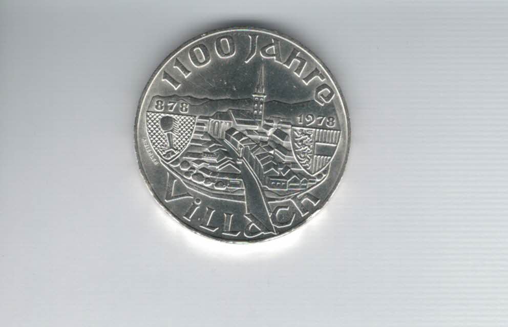  100 Schilling 1978 1100 Jahre Villach/Kärnten Ag 15,36g fein Österreich Spittalgold9800 (01914/19   