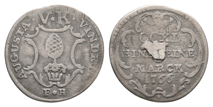  Altdeutschland, Kleinmünze 1766; Lötspur   