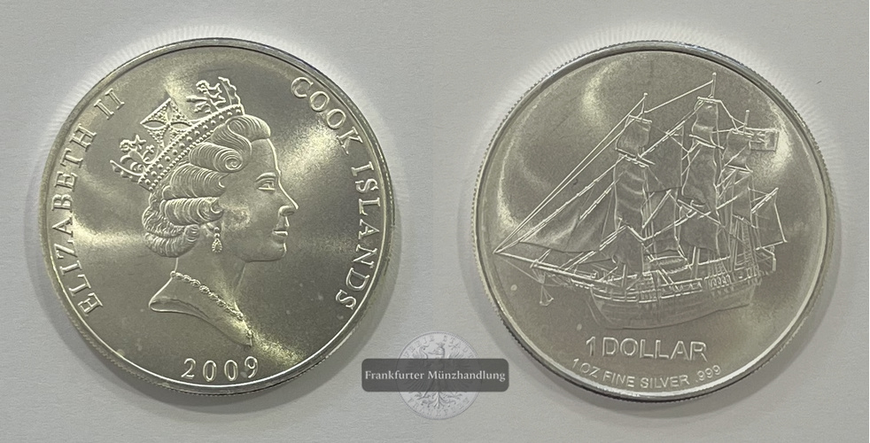  Cook Islands 1 Dollar 2009 Schiff Bounty FM-Frankfurt Feinsilber: 31,06g   