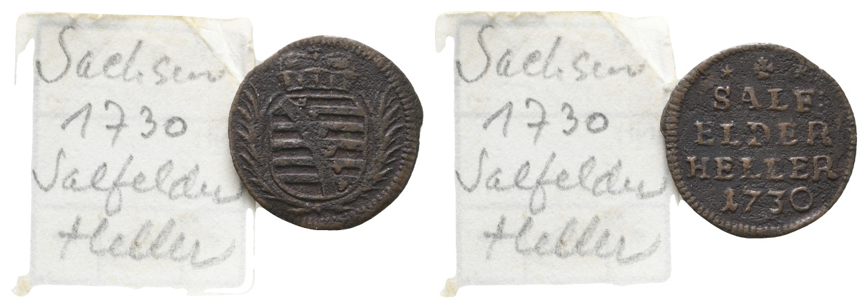  Altdeutschland, Sachsen; Kleinmünze 1730   