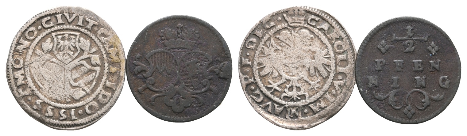  Altdeutschland, 2 Kleinmünzen   