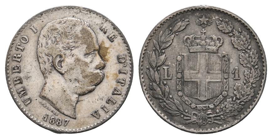 Ausland; Italien; 1 Lira 1887   