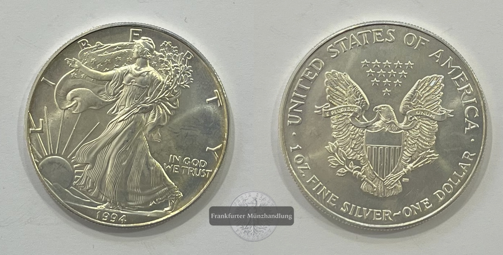  USA 1 Dollar 1994 (1986-2021) Walking Liberty FM-Frankfurt KM#273 Feinsilber: 31,1g   