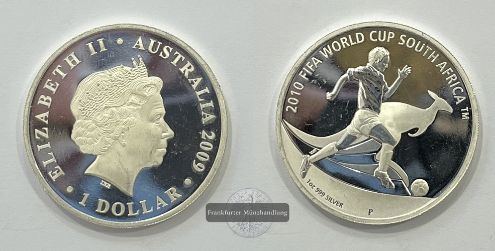  Australien  1 Dollar 2009 FIFA Fußball 2010 Süd Afrika FM-Frankfurt  Feingewicht: 31,06g   