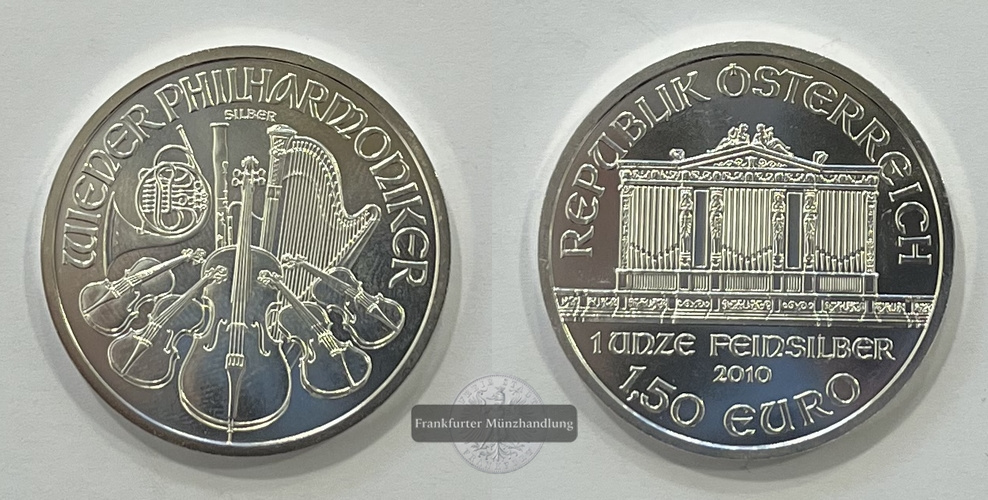  Österreich 1,50 Euro Wiener Philharmoniker 2010 FM-Frankfurt KM#3159 Feinsilber: 31g   