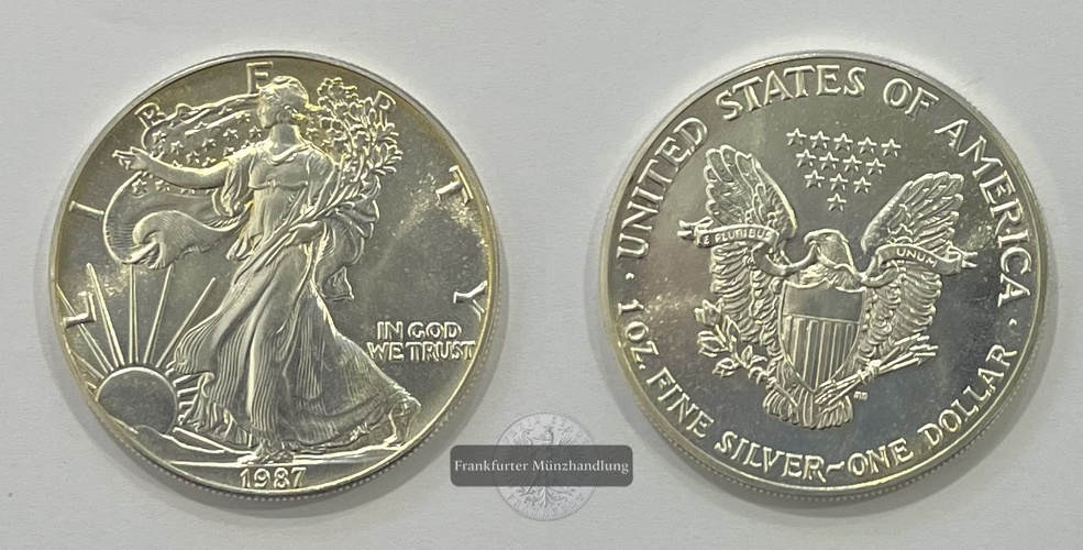  USA 1 Dollar 1987 (1986-2021) Walking Liberty FM-Frankfurt KM#273 Feinsilber: 31,1g   