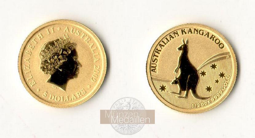 Australien  5 Dollar  2009 MM-Frankfurt Feingold: 1,56g Kangaroo  