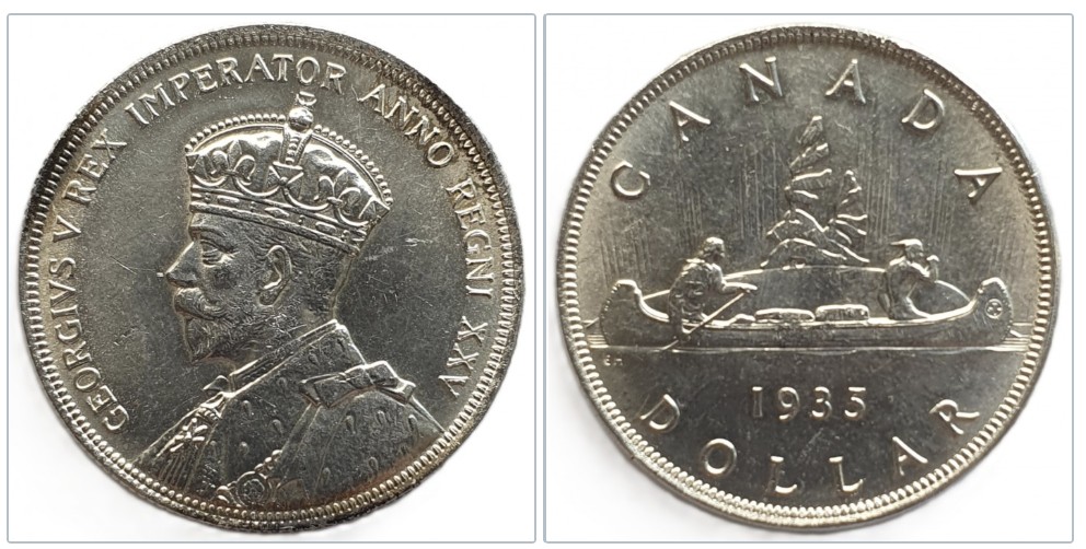  Kanada 1 Dollar, 1935 25 Jahre Regierungszeit von König George V Silber Münze 18,66 g fein   