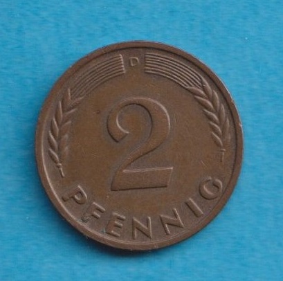  Deutschland 2 Pfennig 1965 D   