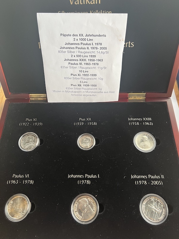  Silber Lot 6 Münzen Päpste des XX.Jahrhunderts Ag.835   