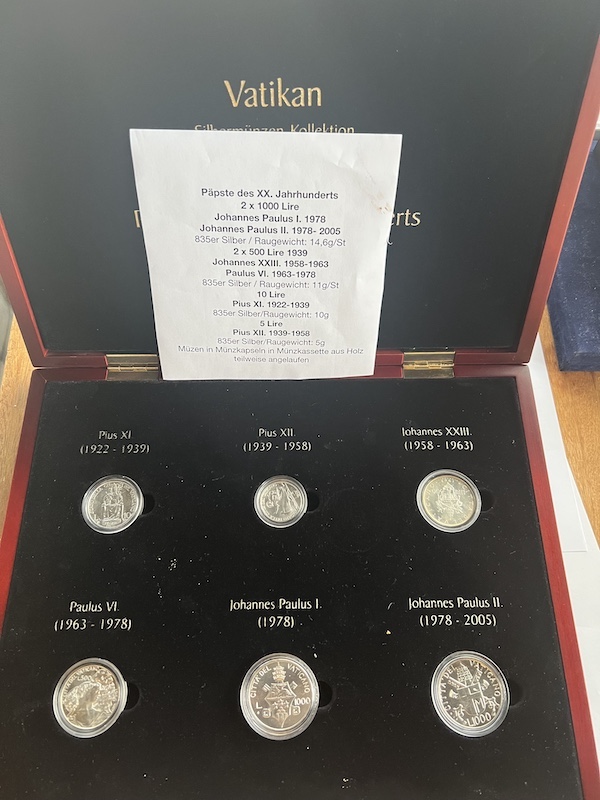  Silber Lot 6 Münzen Päpste des XX.Jahrhunderts Ag.835   