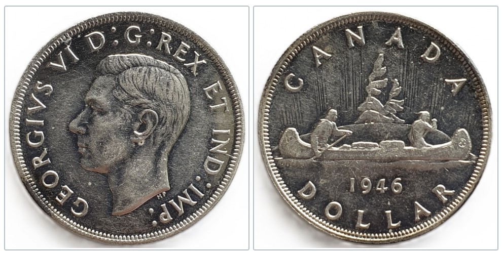  Kanada 1 Dollar, 1946 König George VI. (1937 - 1952) Silber Münze 18,66 g fein ERHALTUNG   