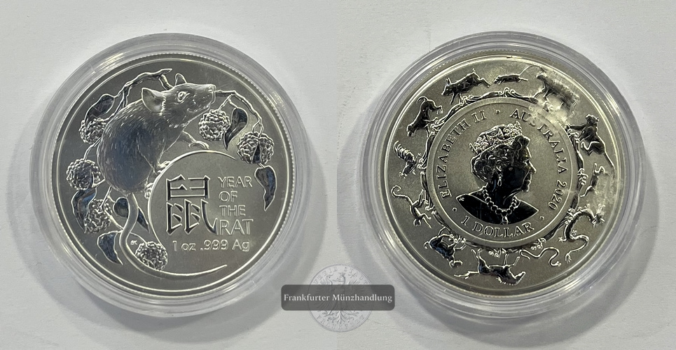  Australien 1 Dollar Jahr der Maus 2020 FM-Frankfurt Feinsilber: 31,1g   