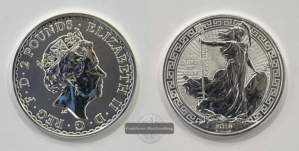  Großbritannien 2 Pounds 2018 Britannia  FM-Frankfurt  Feinsilber: 31,2g   
