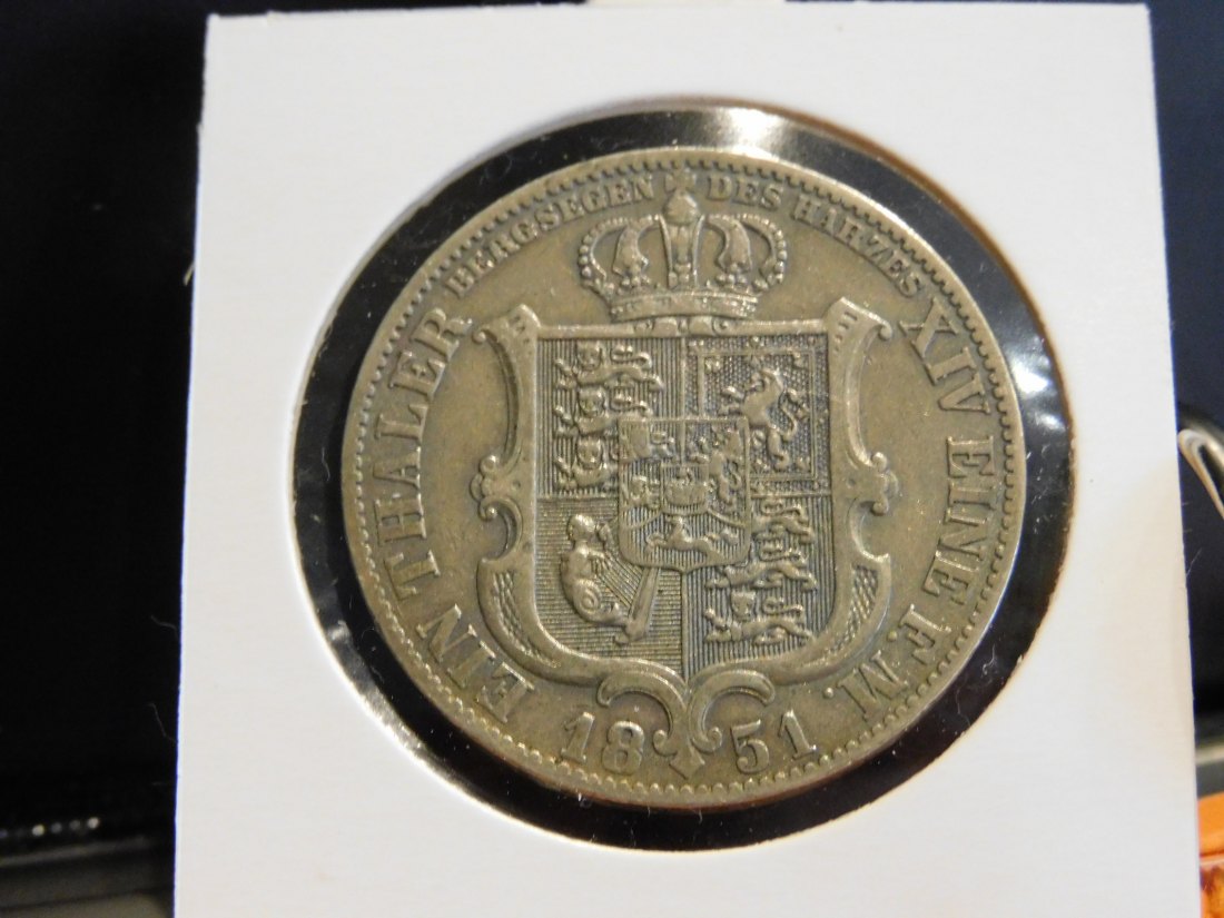  GERMANY 1 THALER 1851 HANNOVER.GRADE-PLEASE SEE PHOTOS.   