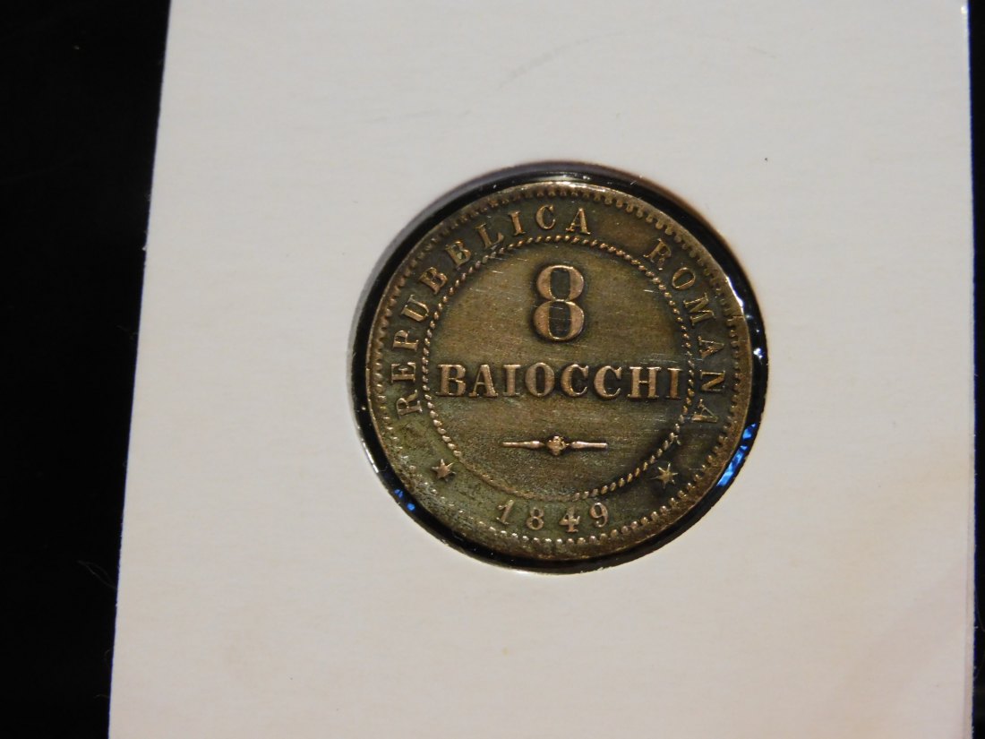  ITALIAN STATES 8 BAIOCCHI 1849 ROMAN REPUBLIC.GRADE-PLEASE SEE PHOTOS.   
