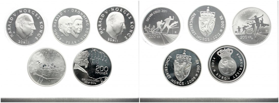  Norwegen: Wertvolles Silberlot mit Gedenkmünzen, nähere Information unten!   