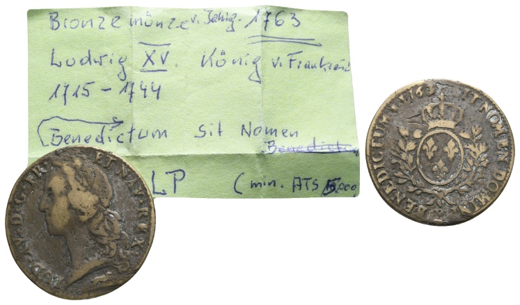  Ausland; Frankreich; Kleinmünze, zeitgenössische Fälschung   