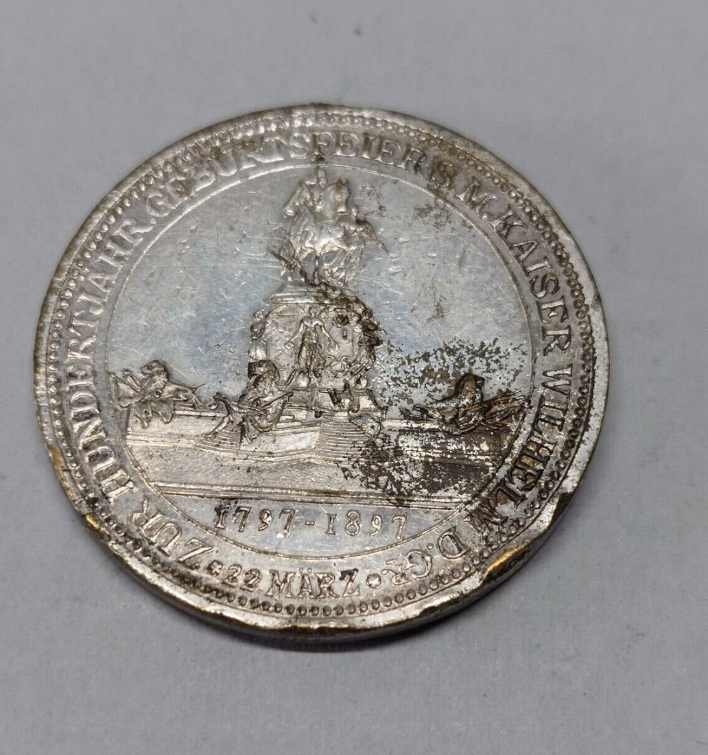  #MED106 Medaille Gedenken an: Zur Hundertjahrfeier Kaiser Wilhelm I. 22.März 1897   