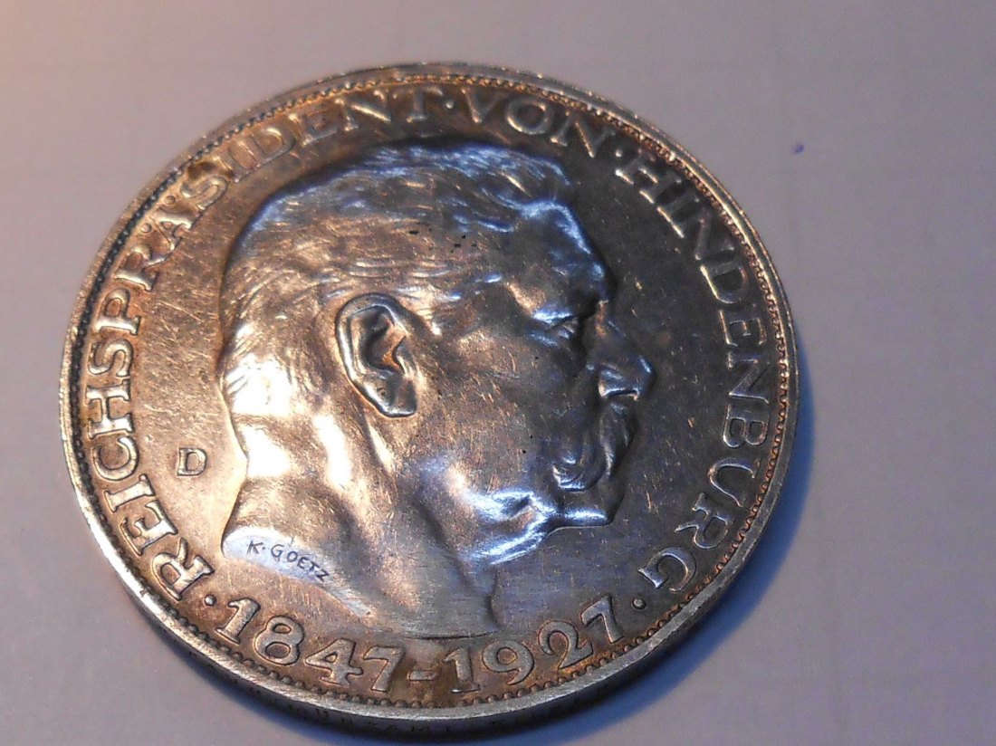  #MED107 Silbermedaille zum Gedenken an den 80. Geburtstag des Reichspräsidenten von Hindenburg   
