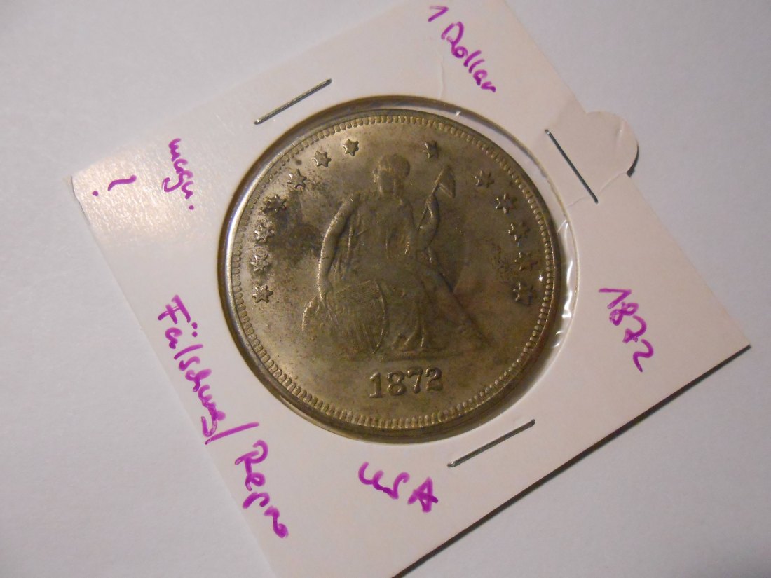  #MED111  Repro  1 Dollar 1872 Sitzende Liberty Silbermünze USA   