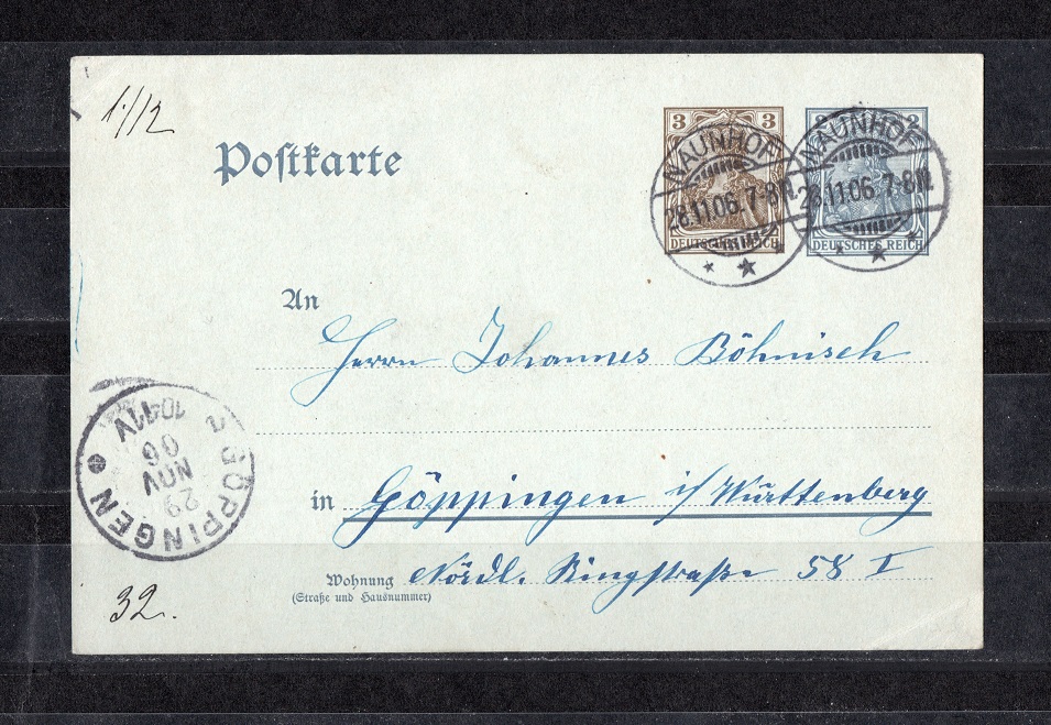  Dt. Reich Postkarte ca. 1906 ORIGINAL! SELTEN   