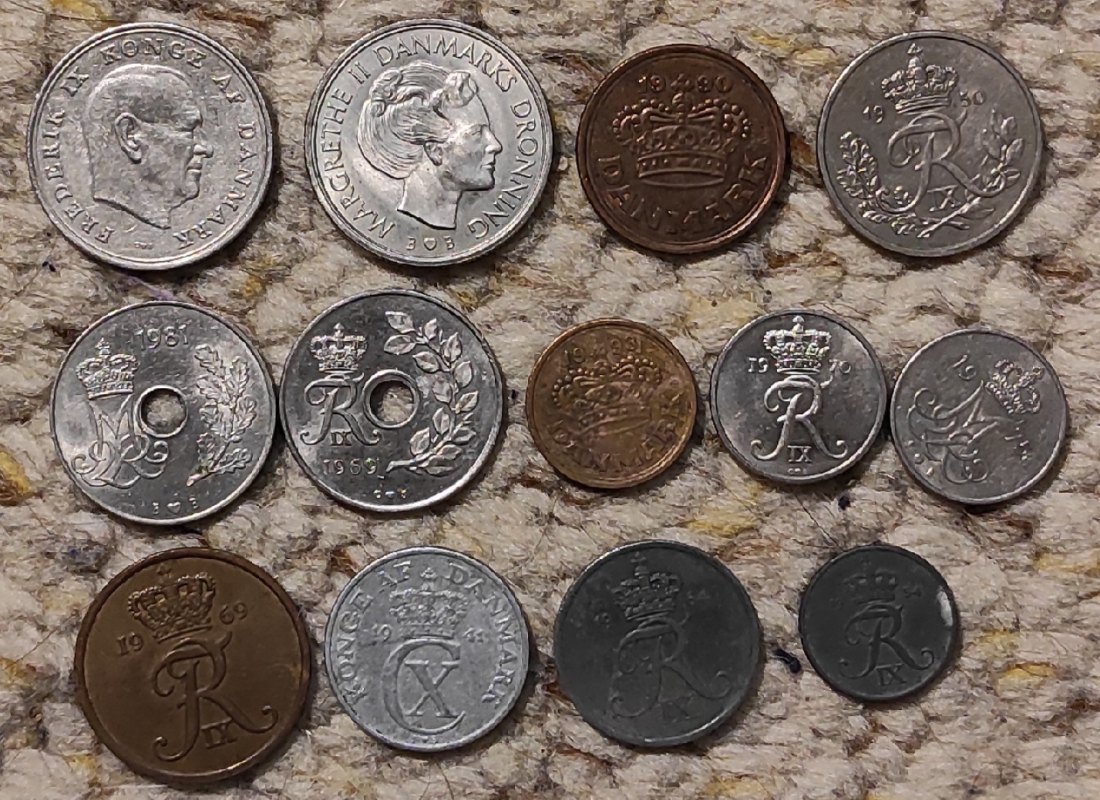  Set 063: Dänemark Münzlot mit 13 verschiedenen Münzen   