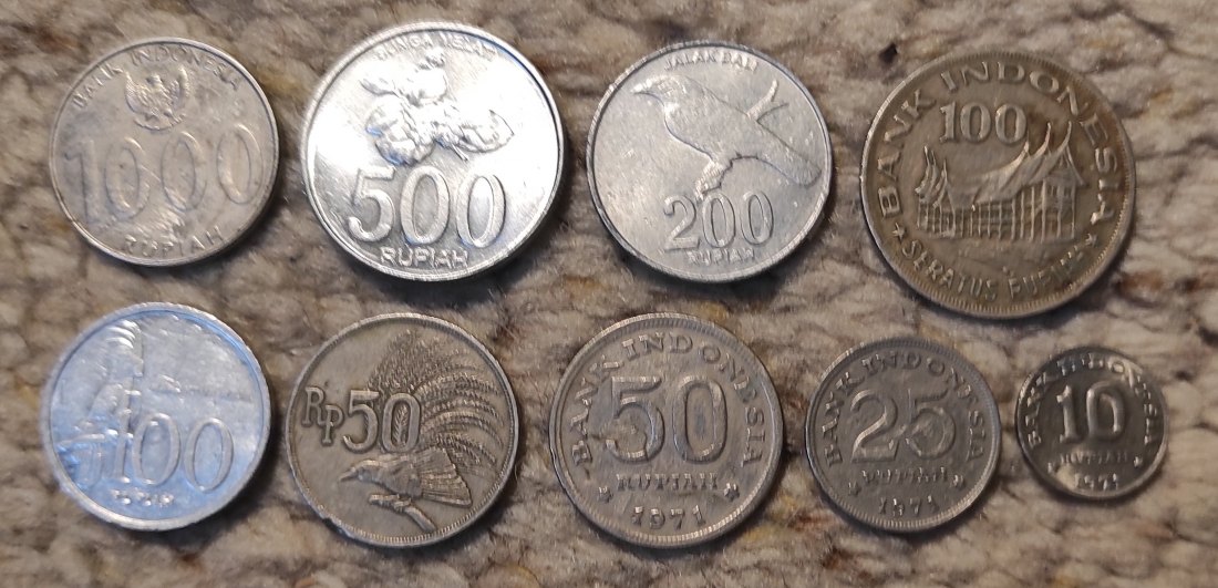  Set 064: Indonesien Münzlot mit 9 verschiedenen Münzen   