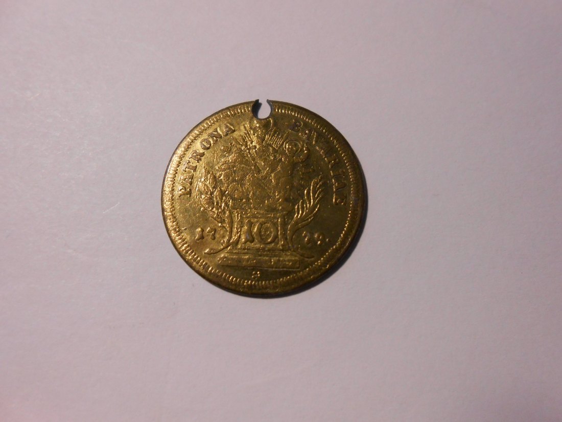  #MED19 Marke Jeton, Motiv 10 Kreuzer Bayern 1779, Patrona Bavariae, Rückseite blank   