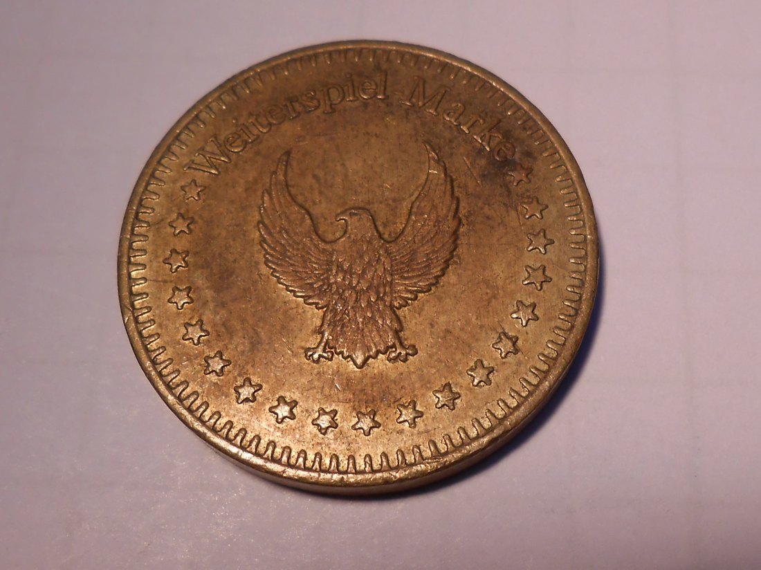  #MED20 Jeton, Weiterspiel-Marke, ohne Wertangabe, mit beidseitig Motiv Adler   