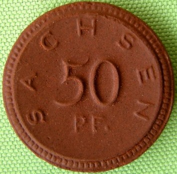  Sachsen Freistaat 50 Pfennig 1921 Böttger Steingut   