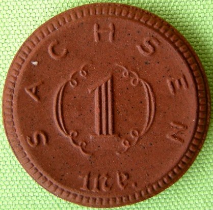  Sachsen Freistaat 1 Mark 1921 Böttger Steingut   