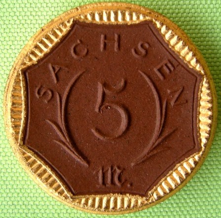  Sachsen Freistaat 5 Mark 1921 Böttger Steingut   