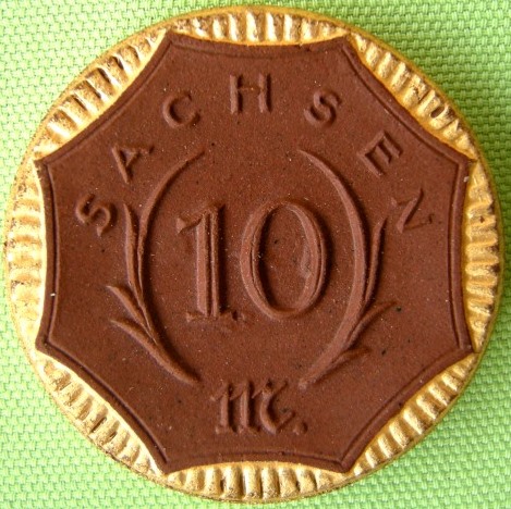 Sachsen Freistaat 10 Mark 1921 Böttger Steingut   