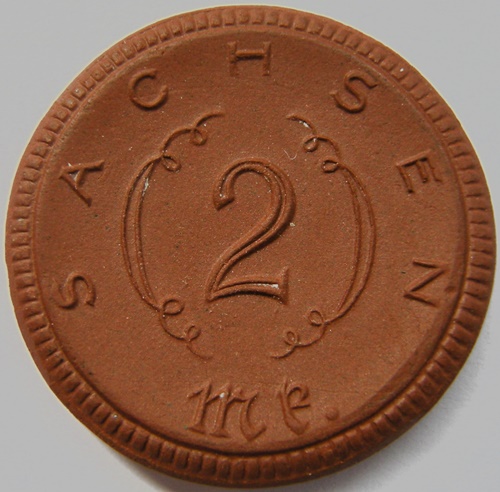 Sachsen Freistaat 2 Mark 1920 Böttger Steingut   