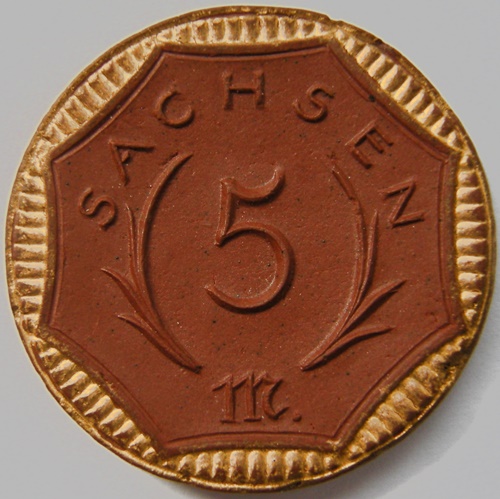  Sachsen Freistaat 5 Mark 1920 Böttger Steingut   